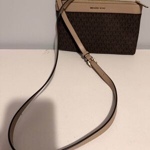 Michael Kors Dark Brown and Cream Crossbody Bag